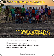 Charla solidaria con mercadillo de artesanía turkana y merienda para todo el público asistente.